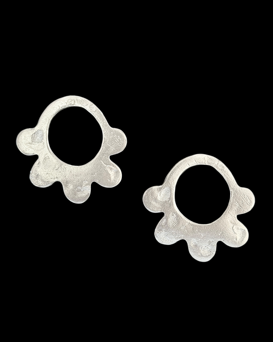 The Silk Ruff Statement Earrings - Silver